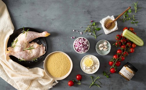 Ingredienser til kylling med couscous