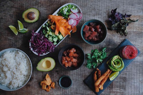 Ingredienser til sushibowl