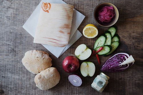 Ingredienser til flæskestegssandwich