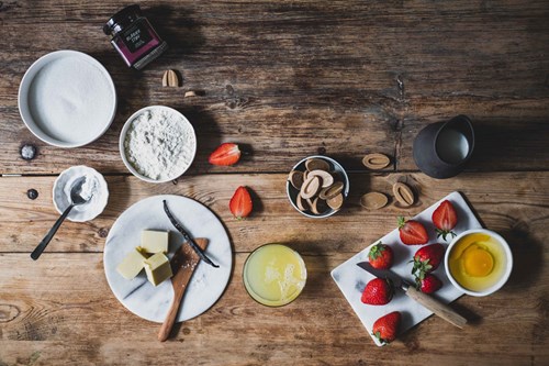Ingredienser til Jordbærmuffins