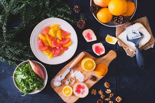 Ingredienser til citrus julesalat